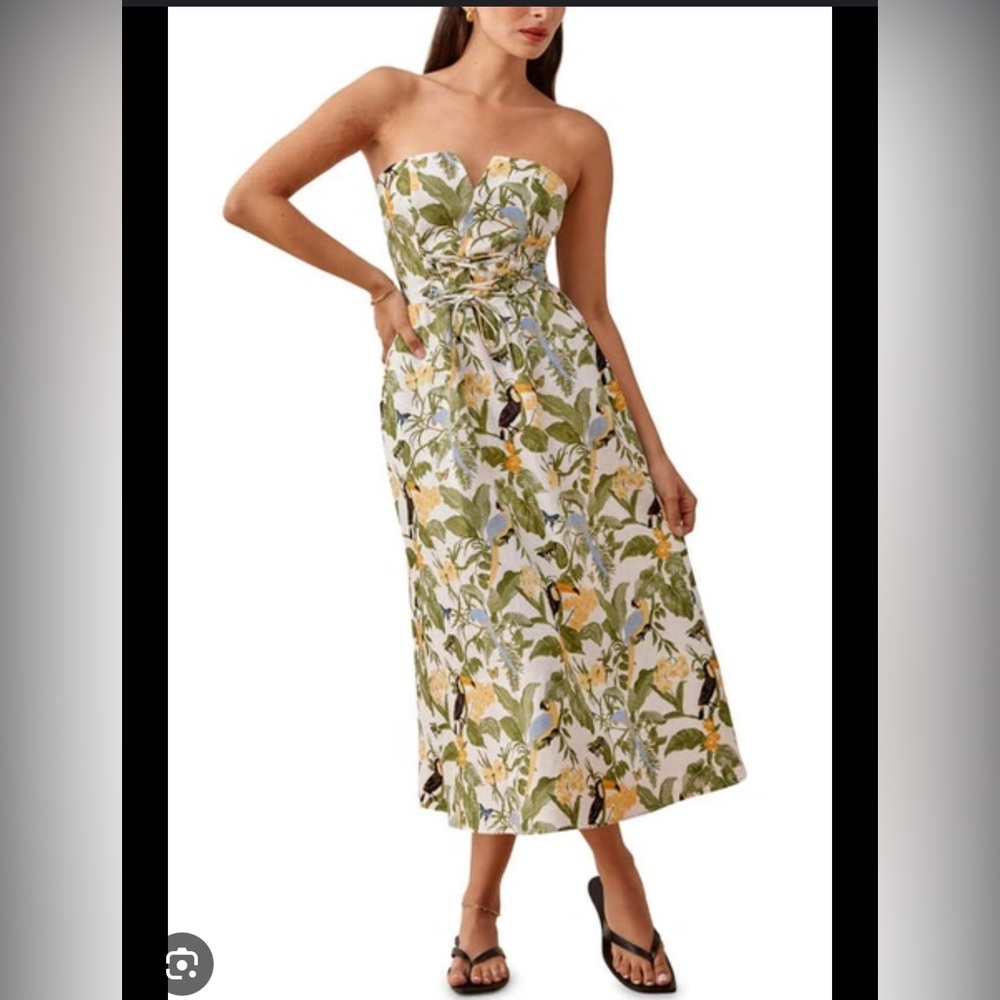 Reformation Cosima linen dress in tropics sz 0 like new
